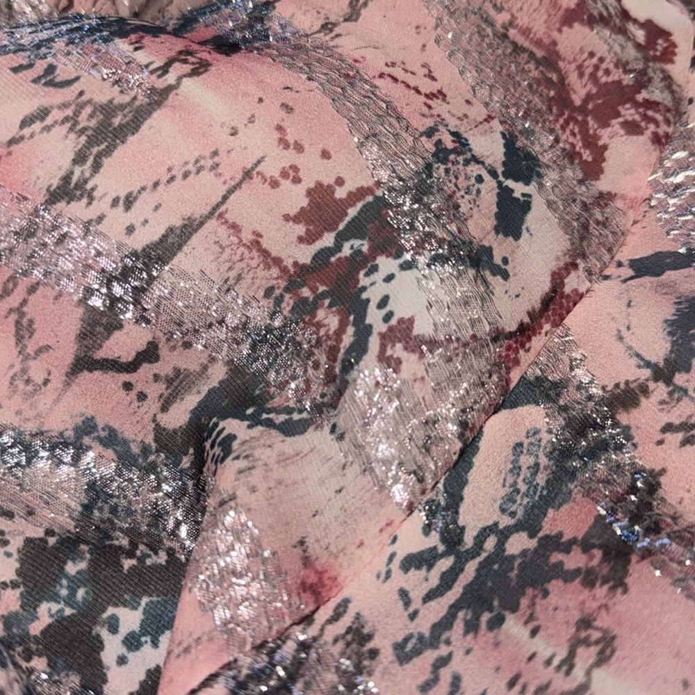 NWT IRO Wobam Printed Metallic Fil Coupé Silk Mini Dress Pink FR 34/ XS Revolve - Picture 15 of 16